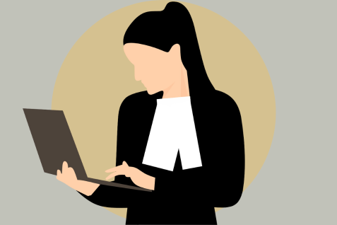 PE-online voor advocaten met gele cirkel