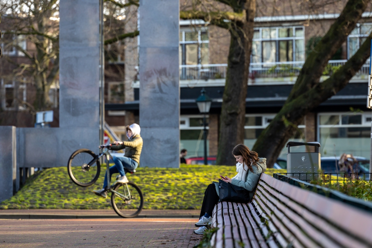 Voor het Vredespaleis in Den Haag