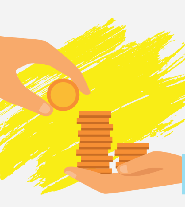 Uitgestrekte hand die contant geld aanneemt