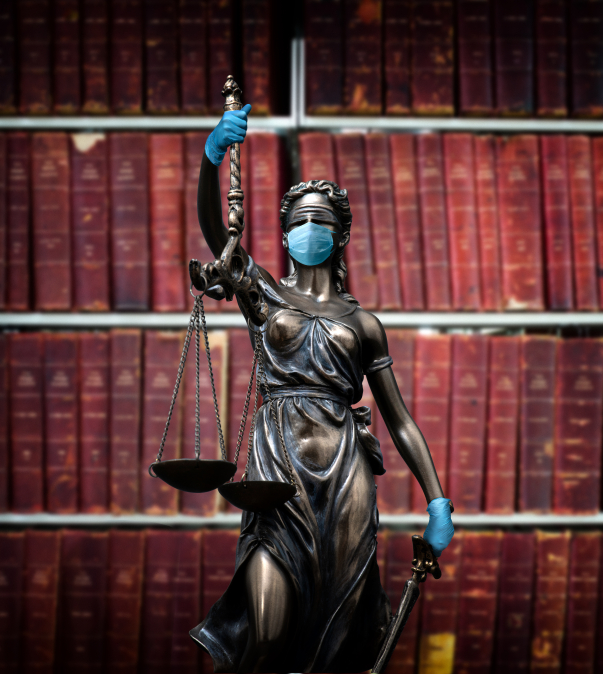 Coronavirus vrouwe justitia